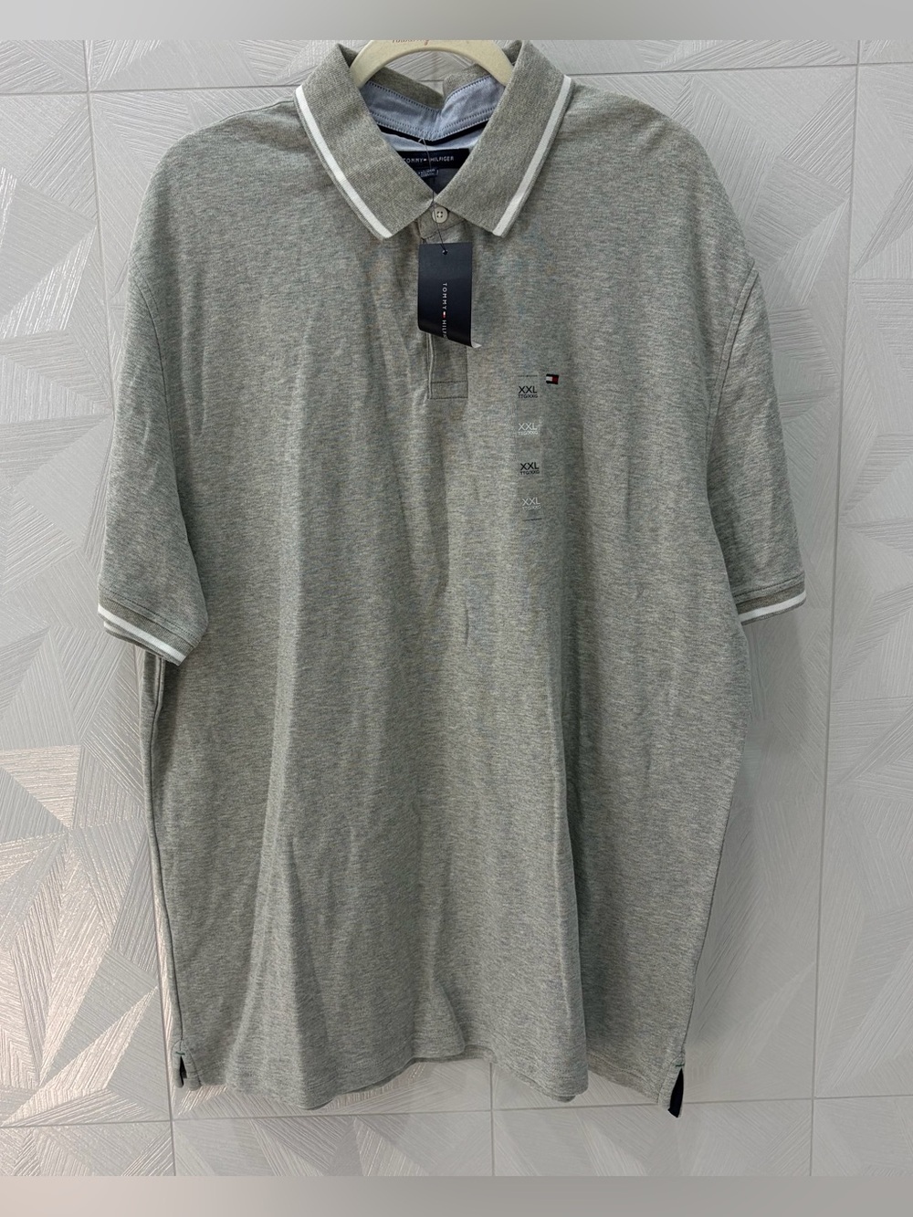 New Tommy Hilfiger Polo Shirt Men Size XXL Gray Classic Fit 100% Cotton Knit NWT